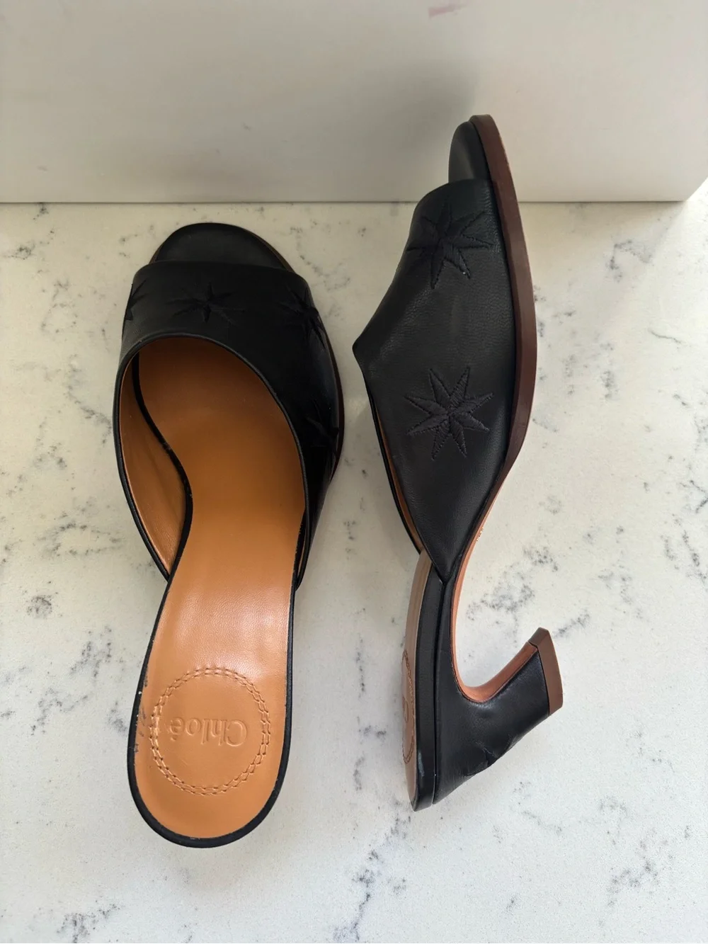 Chole’ Oli Black Leather Mules